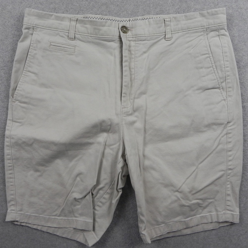 Johnnie-O Shorts Mens 36 9" Inseam Chino Casual Stretch Flex Flat Front‎ Ivory